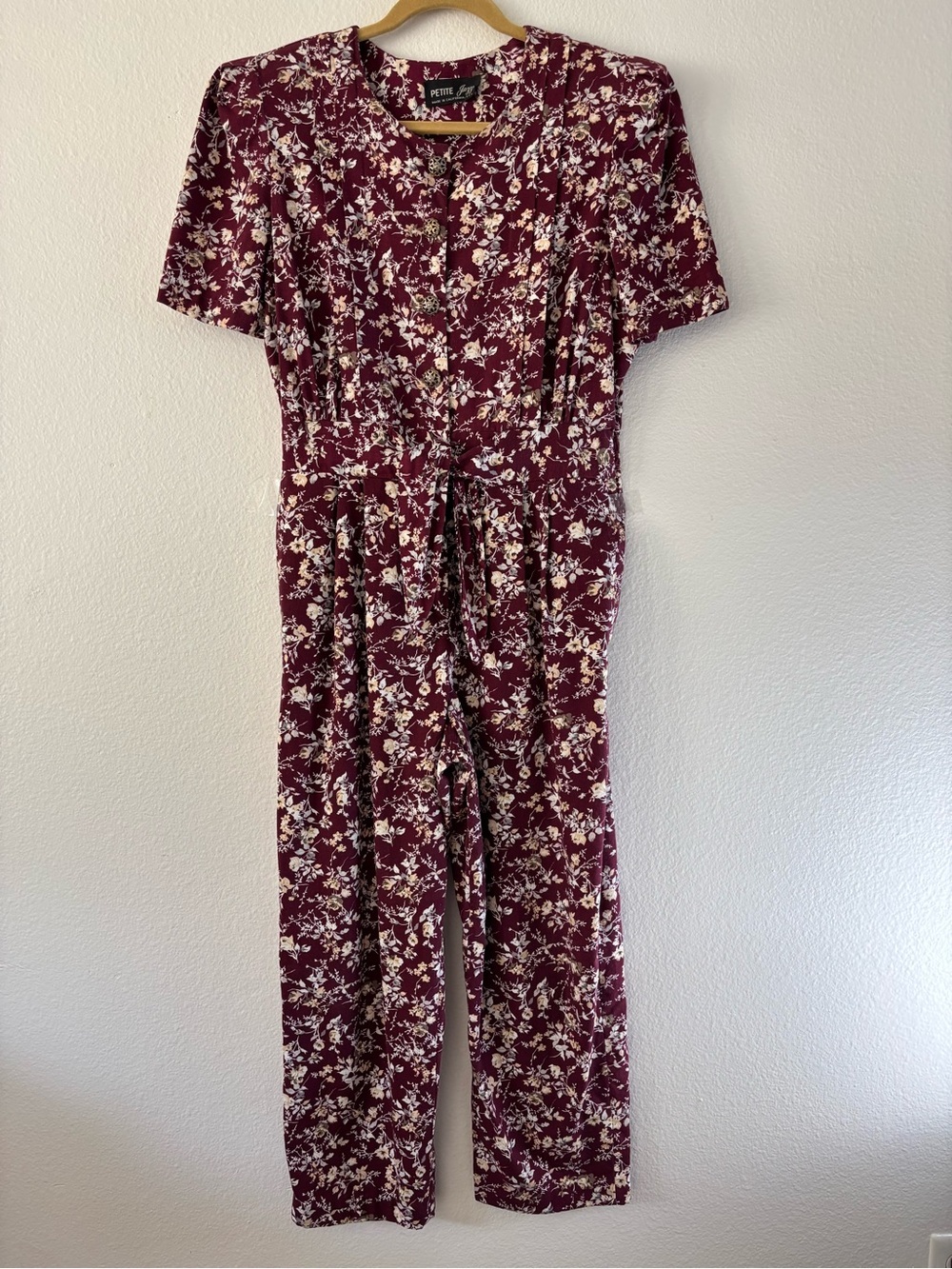 VTG 80s Petite Jazz Floral Wide Leg Jumpsuit/Romper Made in California S/M